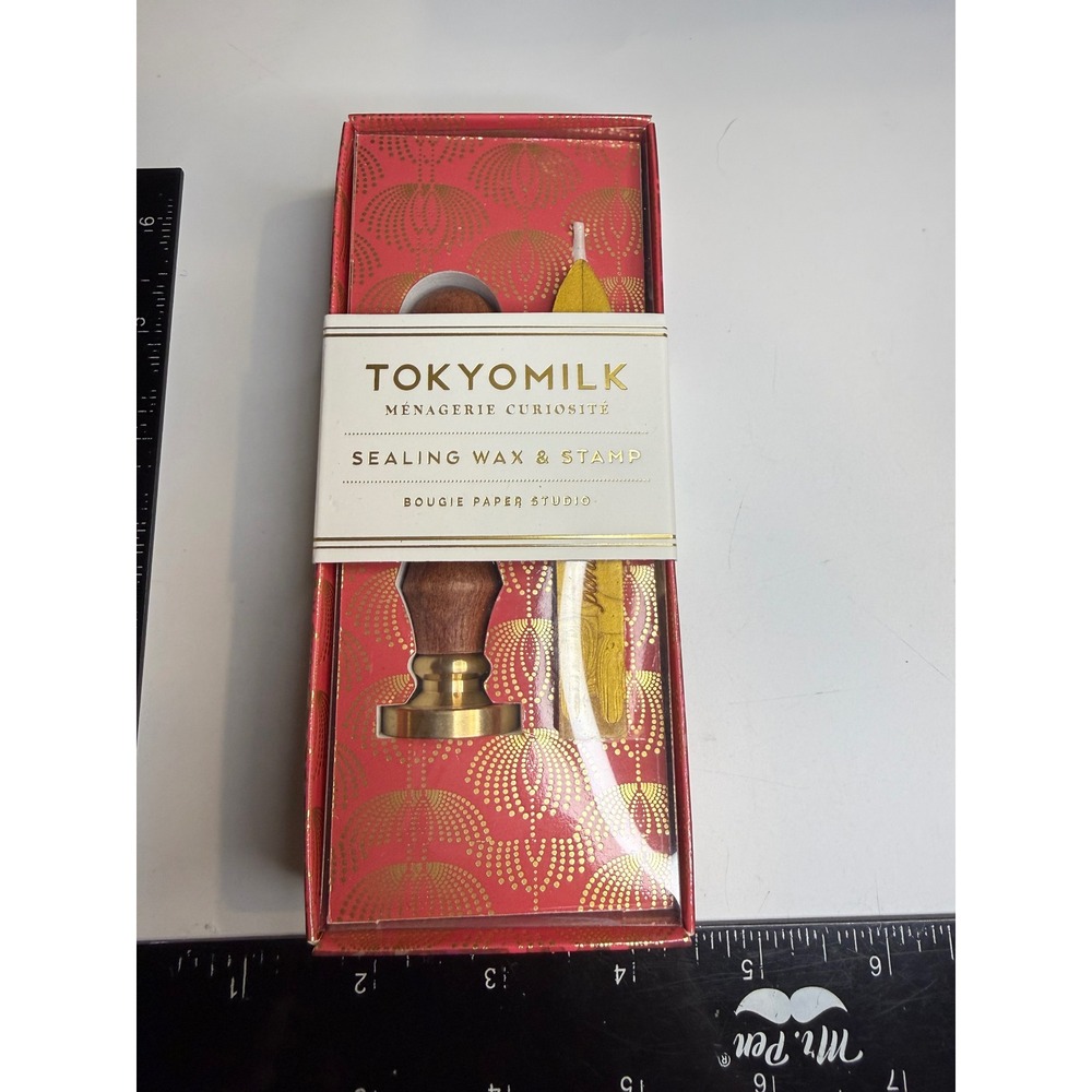 TokyoMilk Margot Elena Sealing Wax & Stamp Set Pardon My French Gold Red Box